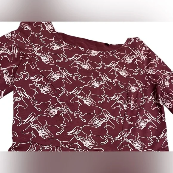 Boden Penny Dress Wild Horse Print Sheath Pencil Knee Length 3/4 Sleeve Red 6R - Picture 8 of 12